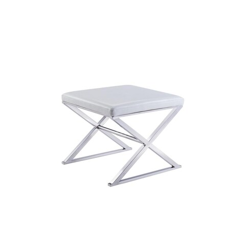 Pasargad Carpets Faux Leather Bench, White Y-1006W